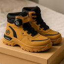 Bota Masculina Ortopédica de Cano Médio Vulcan com Amarração por Polia em Couro Legítimo e Poliuretano + BRINDES